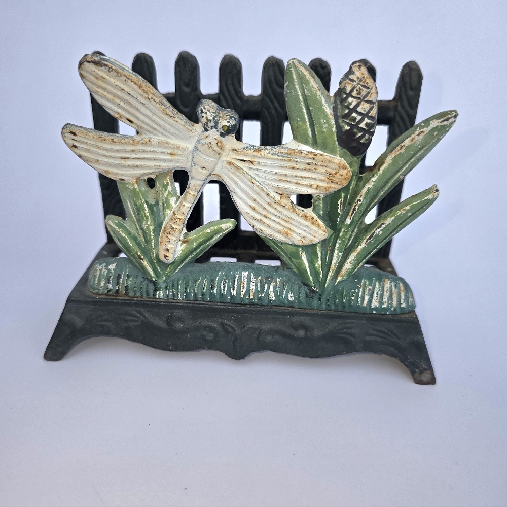 Vintage Cast Iron Dragonfly‎ Napkin Holder